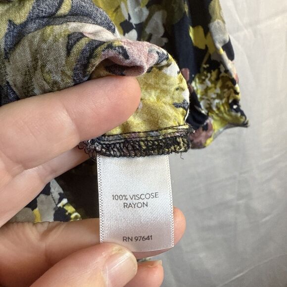 J. Jill Shirt Womens Blue Floral Long Sleeve Button Up Blouse Size XL Preowned - Picture 11 of 12